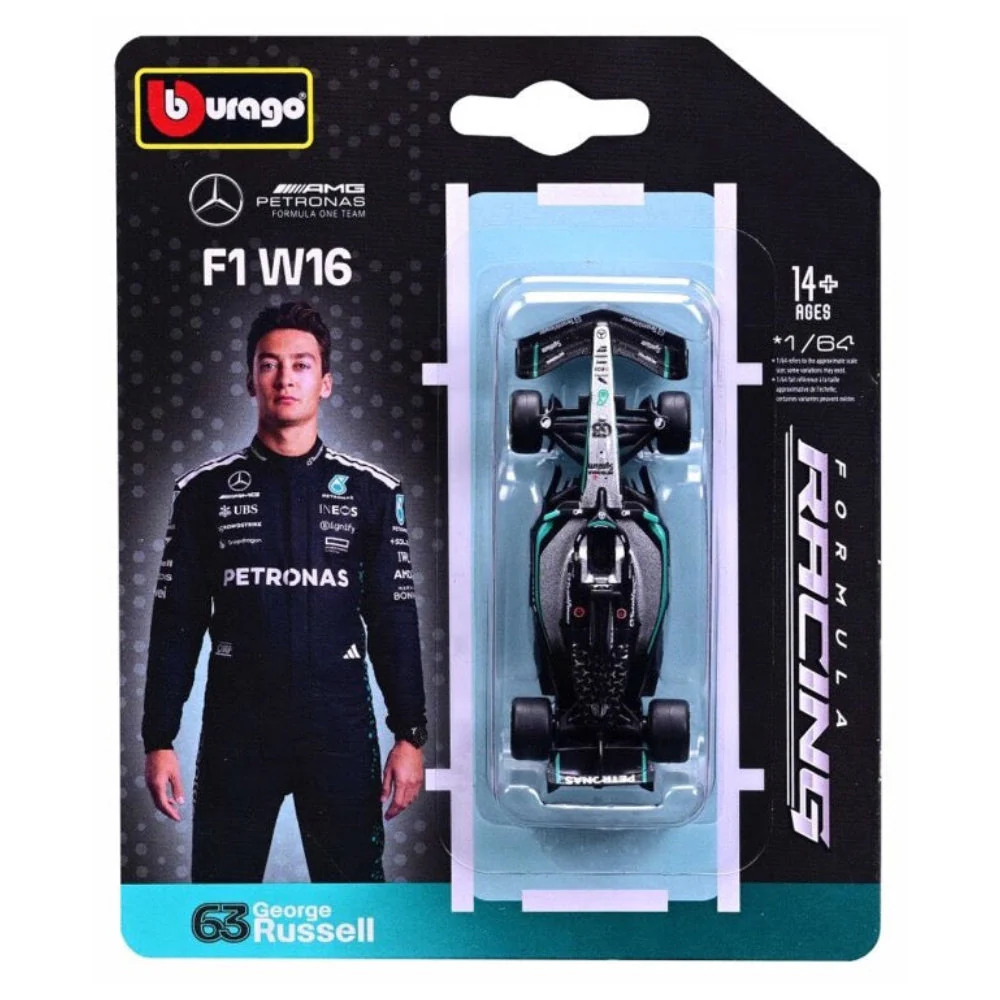 Bburago 58002R 1/64 Race Mercedes-AMG F1 W16 No.63 George Russell 2025 Season Car - Image 2