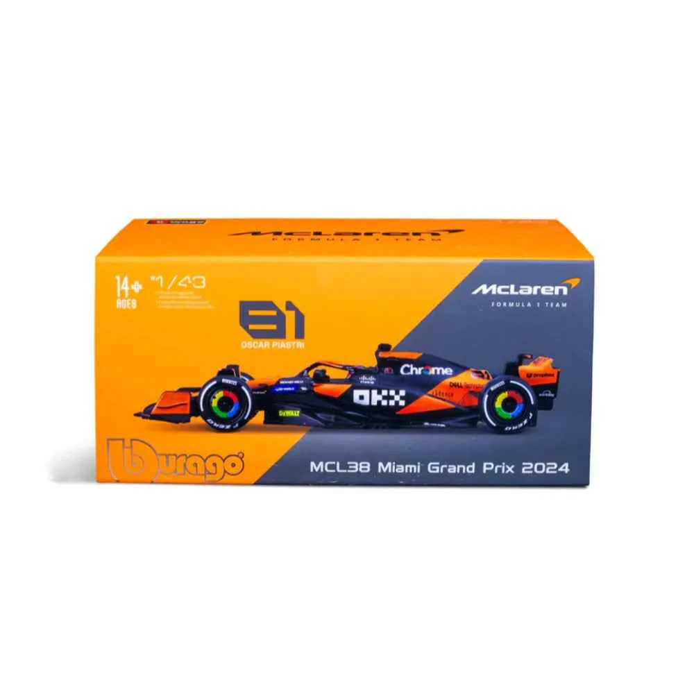 Bburago 8215P 1/43 2024 F-1 McLaren MCL 38 No.81 Piastri with Helmet - Image 10
