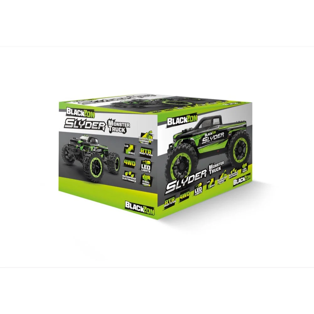 BlackZon Slyder MT 1/16 4WD Brushed Electric RC Monster Truck Green BZ540100 - Image 8