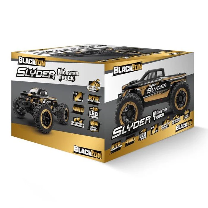 BlackZon Slyder MT 1/16 4WD Brushed Electric RC Monster Truck Gold BZ540101 - Image 6