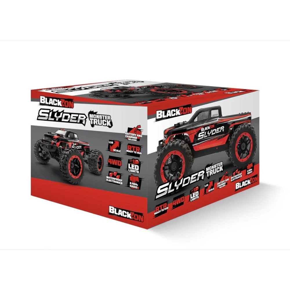 BlackZon Slyder MT 1/16 4WD Brushed Electric RC Monster Truck Red BZ540098 - Image 7