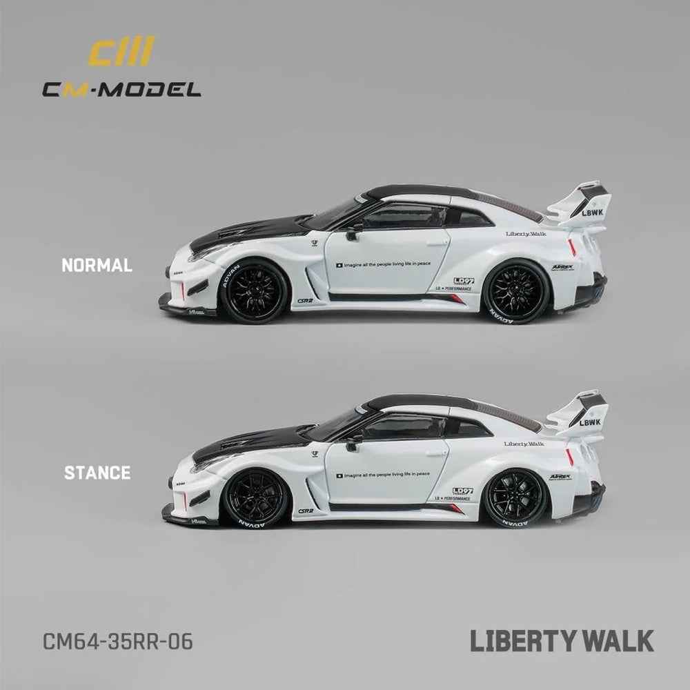 CM Model 64-35GTRR-06 1/64 LB-Silhouette Works GT Nissan 35GT-RR White And Black Carbon - Image 8