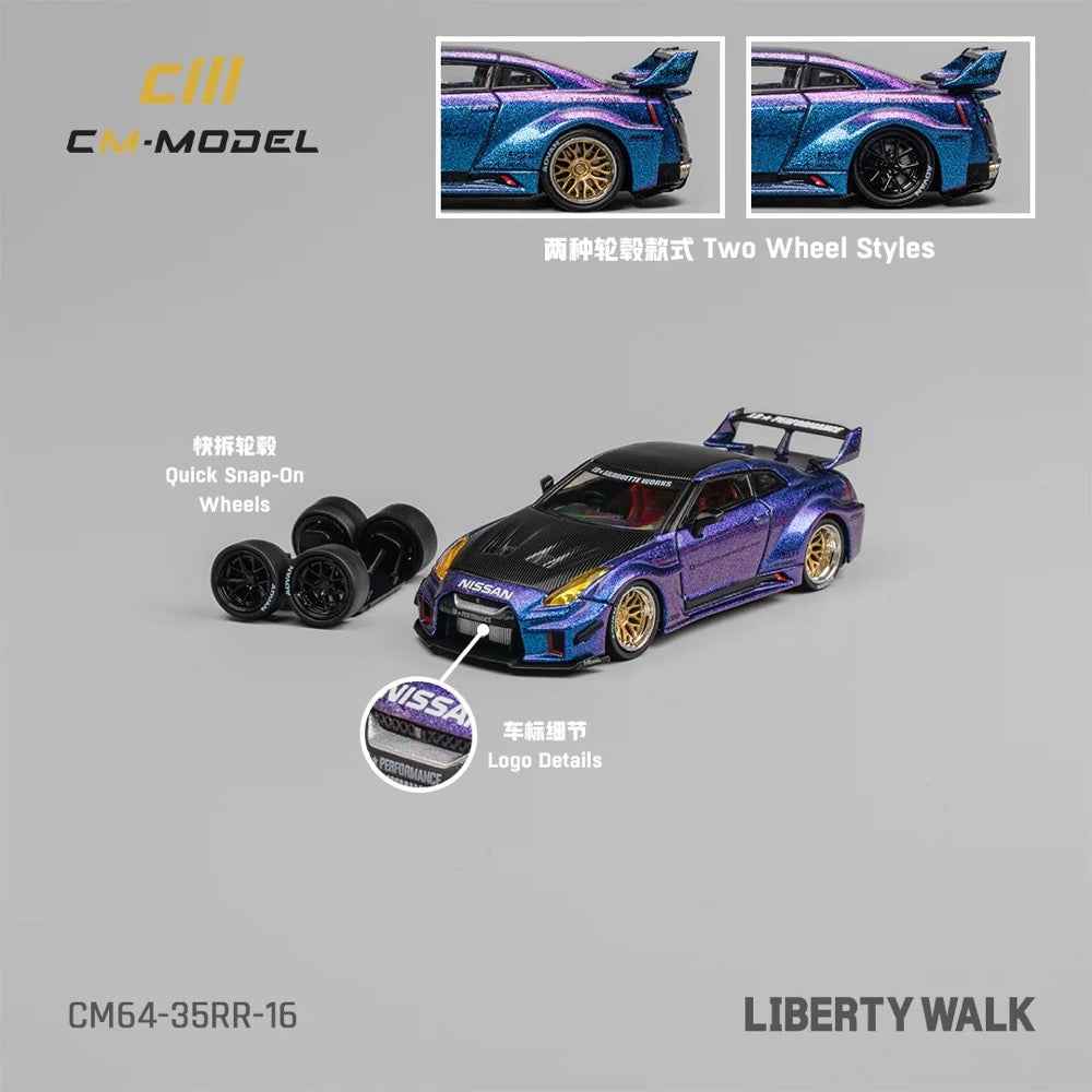 CM Model 64-35RR-16 1/64 Nissan LBWK 35GT-RR Chameleon W Carbon - Image 6