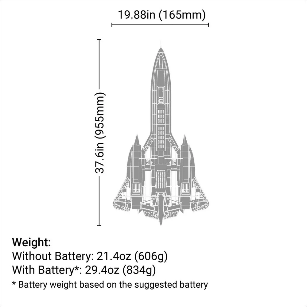 E-Flite SR-71 Blackbird Twin 40mm RC EDF Jet (BNF Basic) EFL02050 - Image 27