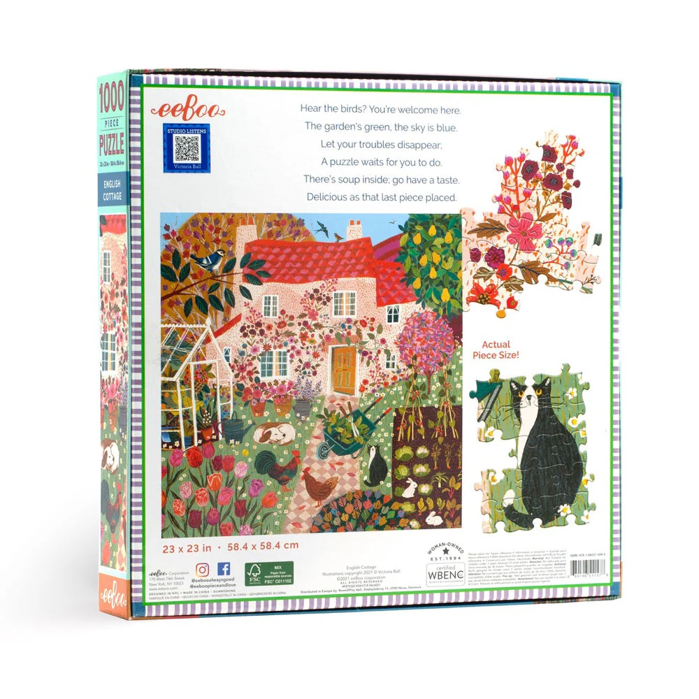 eeBoo English Cottage 1000pc Jigsaw Puzzle - Image 2