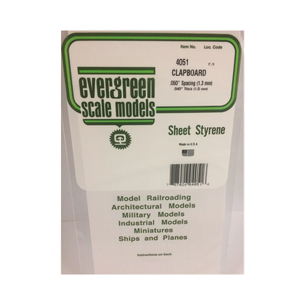 Evergreen 04051 Styrene Clapboard Spacing 0.050 x 6 x 12in / 1.3mm x 15cm x 30cm 1pc - Image 2