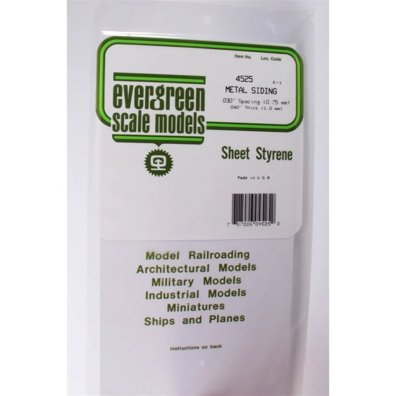 Evergreen 4525 White Styrene Metal Siding Sheet 0.030 x 6 x 12in / 0.76mm x 15cm x 30cm - 1 - Image 2