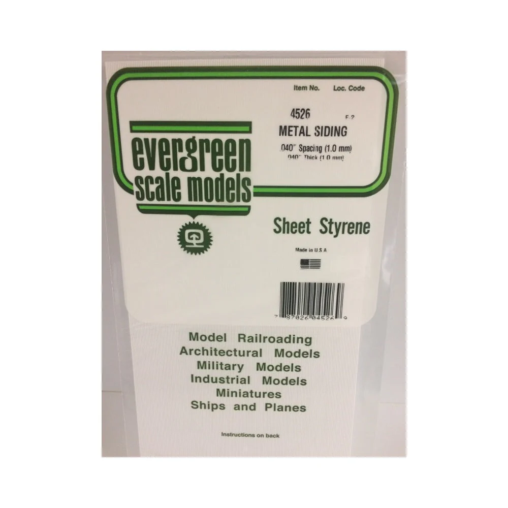 Evergreen 4526 White Styrene Metal Siding Sheet 0.040 x 6 x 12in / 1mm x 15cm x 30cm 1pc - Image 3