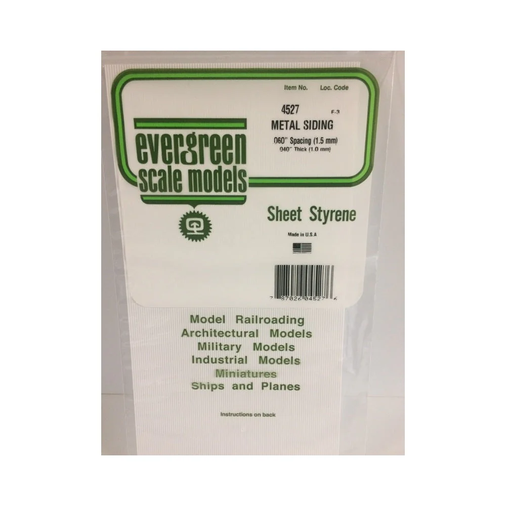 Evergreen 4527 White Styrene Metal Siding Sheet 0.060 x 6 x 12in / 1.5mm x 15cm x 30cm - 1 - Image 3
