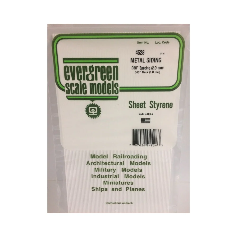 Evergreen 4528 White Styrene Metal Siding Sheet 0.080 x 6 x 12in / 2mm x 15cm x 30cm - 1 - Image 3