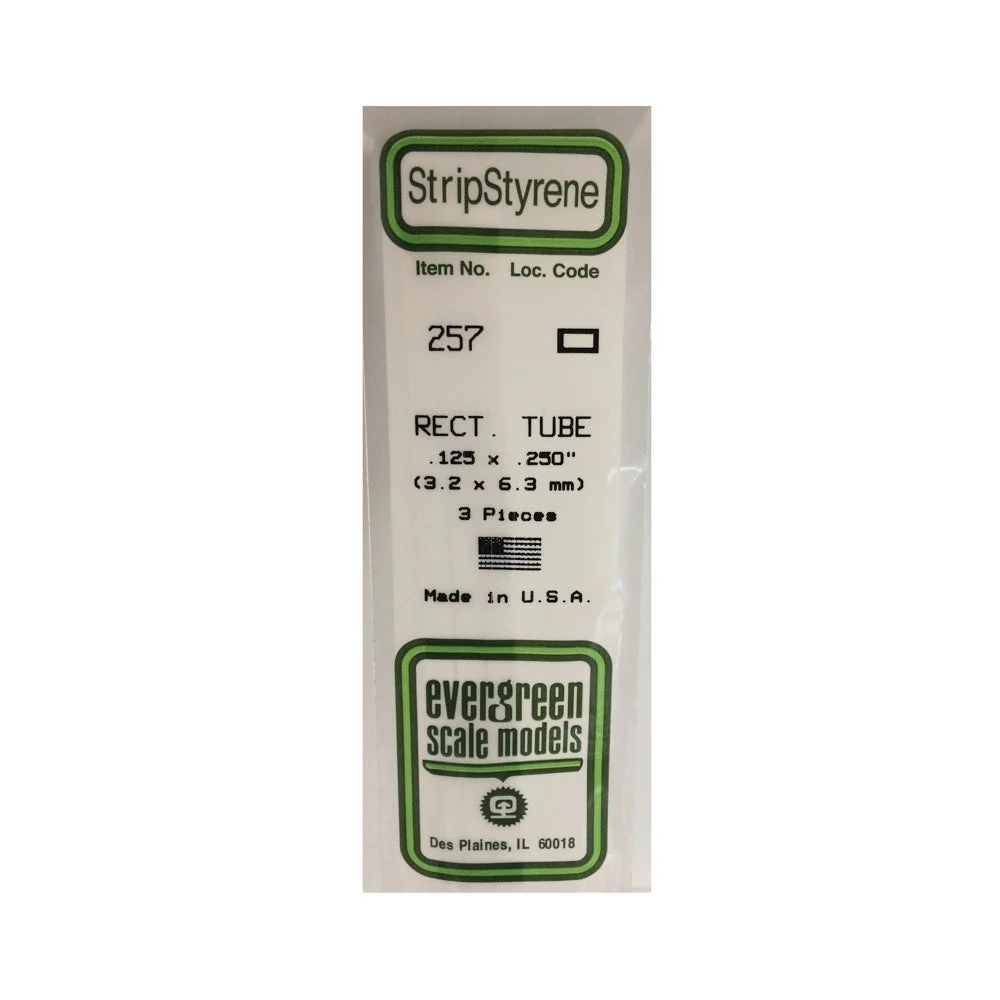 Evergreen 00257 Styrene Rectangular Tube 0.125 x 0.250 x 14in / 3.2mm x 6.4mm x 36cm - 3 - Image 2