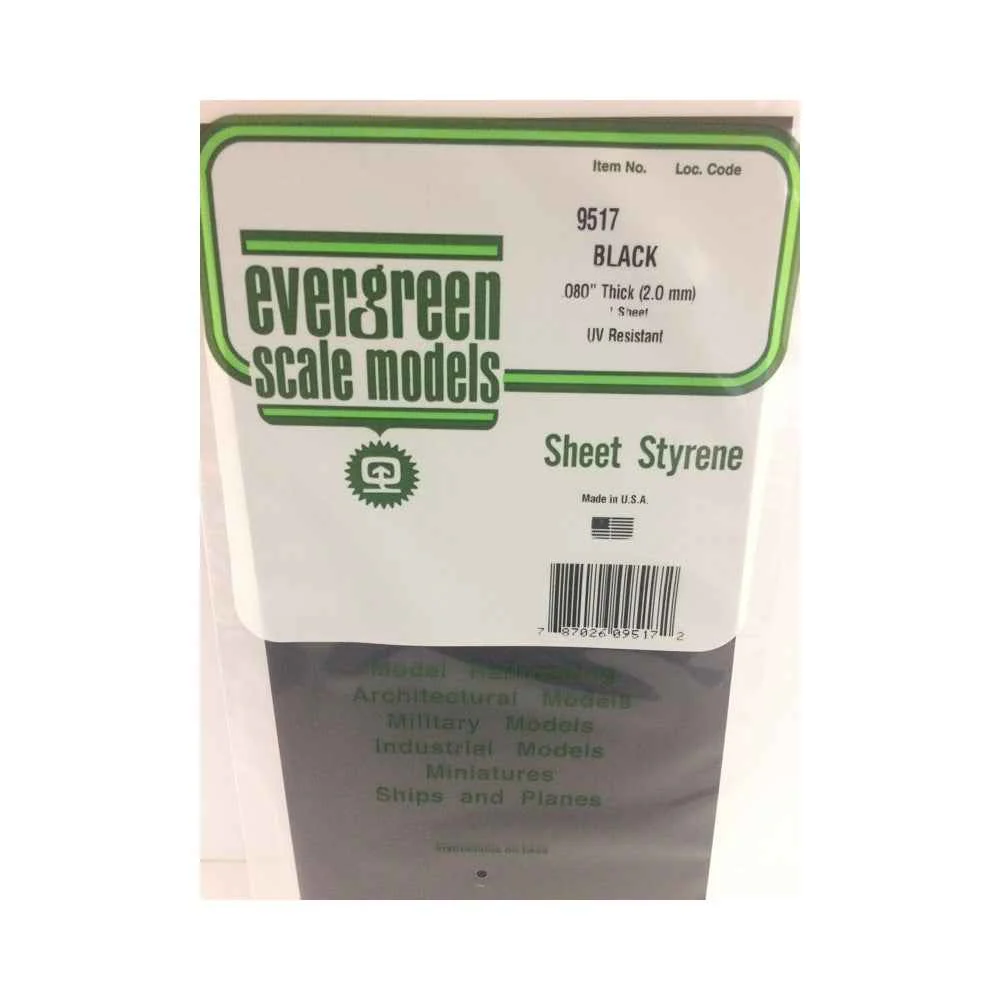 Evergreen 09517 Styrene Black Sheet .080in x 2.0mm - 6in x 12in / 2mm x 15cm x 30cm - 1 - Image 2