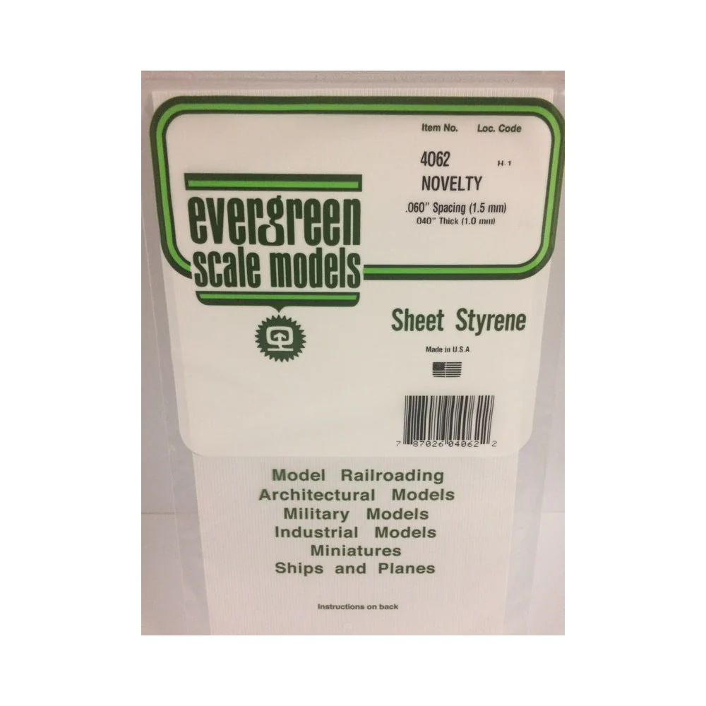 Evergreen 04062 Styrene Novelty Siding .060in/1.5mm .040in/1mm Thick - Image 2