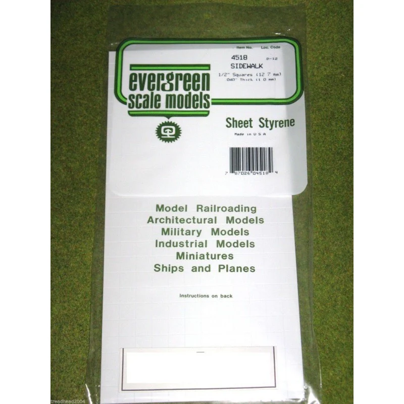Evergreen 04518 Styrene Sidewalk 0.500 x 6 x 12in / 12.7mm x 15cm x 30cm 1pc - Image 4
