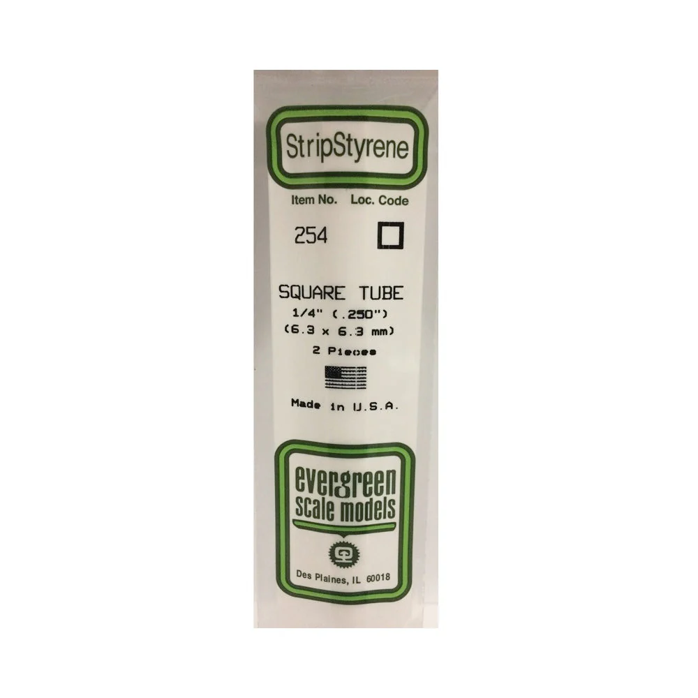 Evergreen 00254 Styrene Square Tube 0.250 x 14in / 6.4mm x 36cm 2pc - Image 3