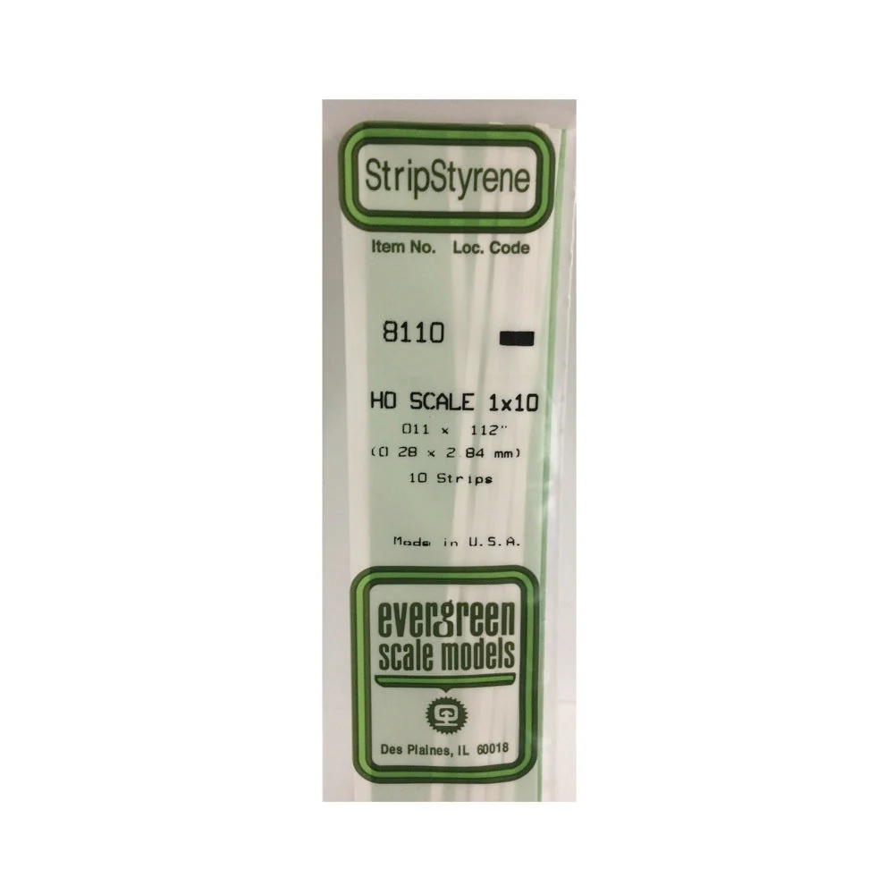 Evergreen 08110 Styrene Strip .011in x .112in/ 0.3mmx2.8mm (x10) - Image 2