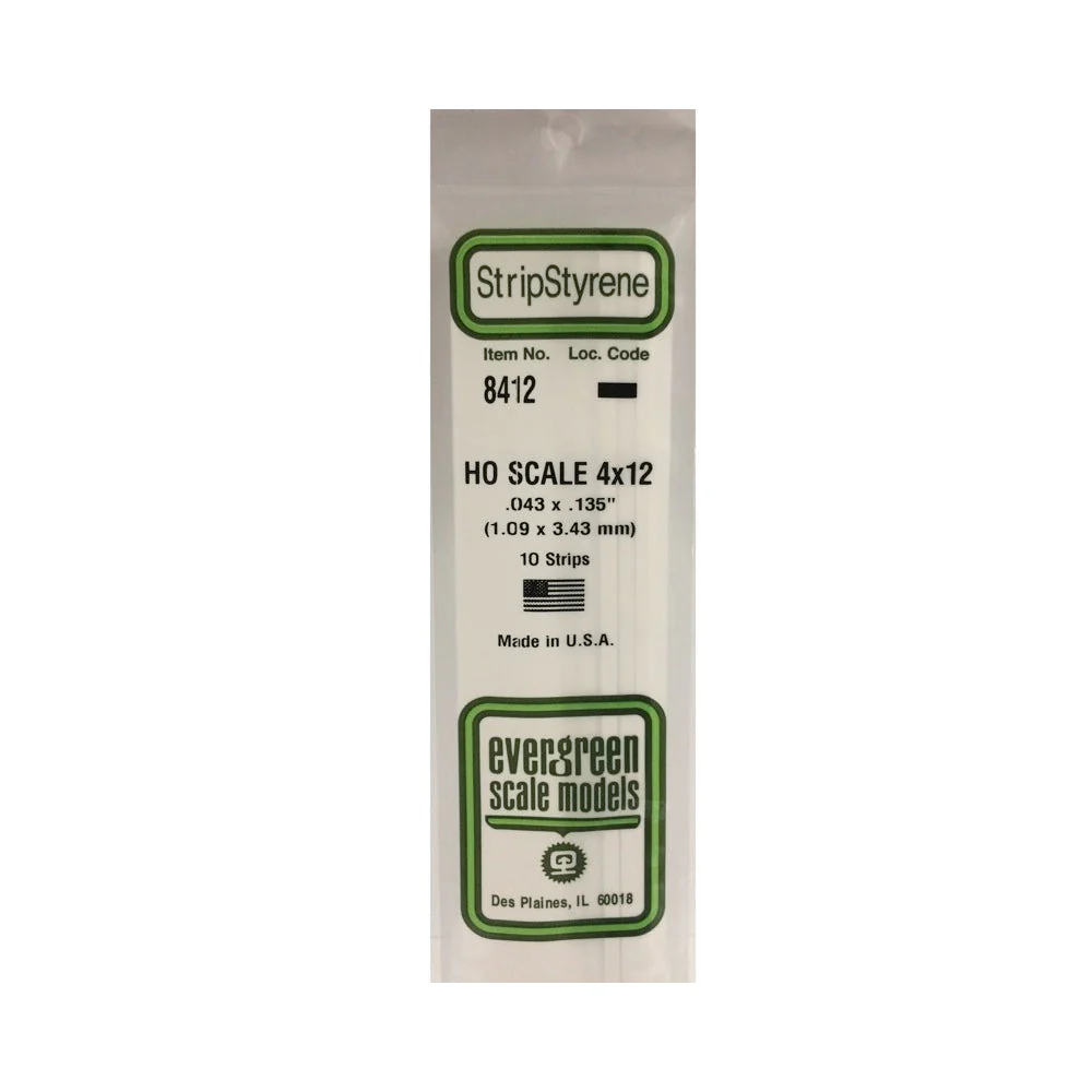 Evergreen 08412 Styrene Strips .043 in x .135in/ 1.1mmx3.4mm (x10) - Image 3