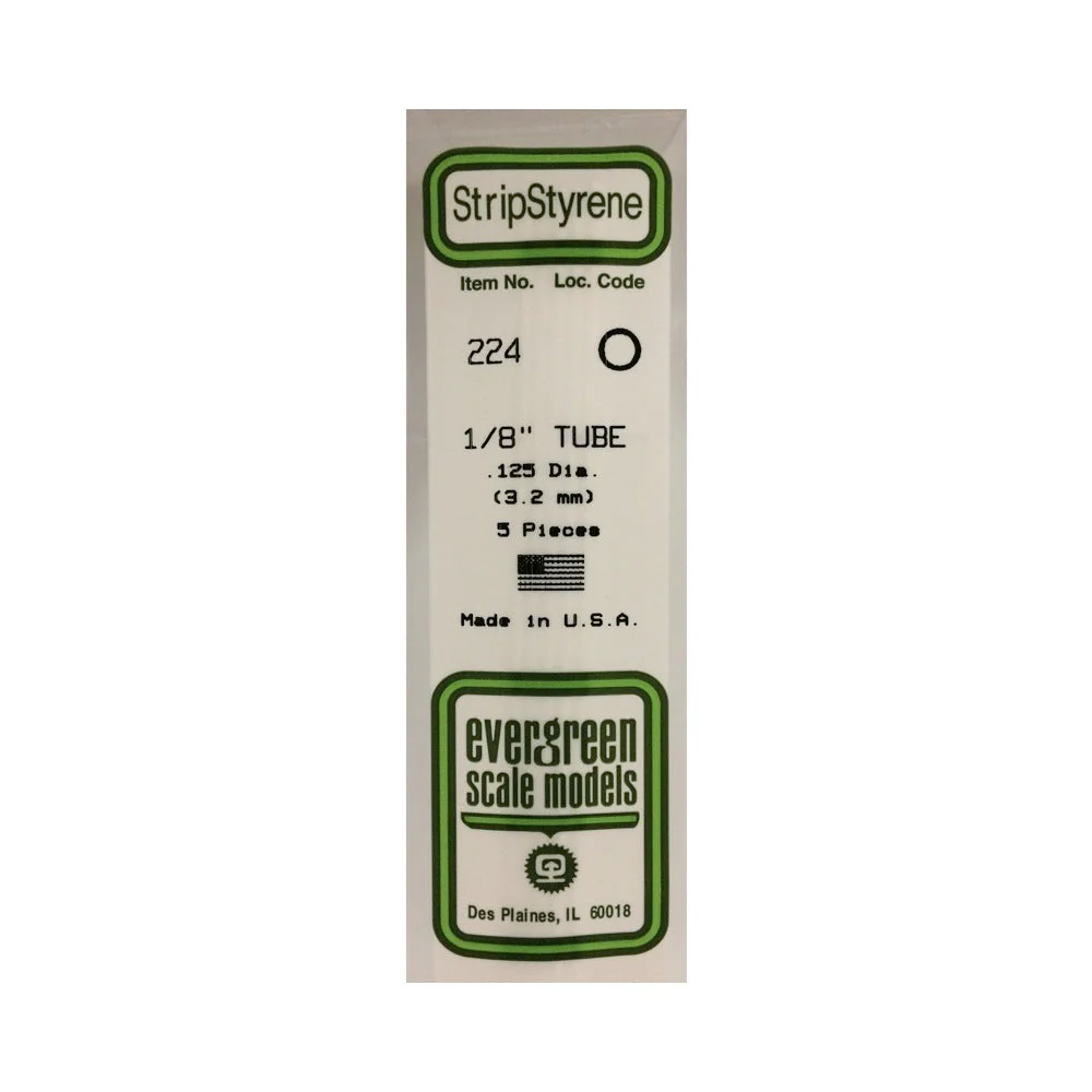 Evergreen 00224 Styrene Tube 0.125 x 14in / 3.2mm x 36cm 5pc - Image 2