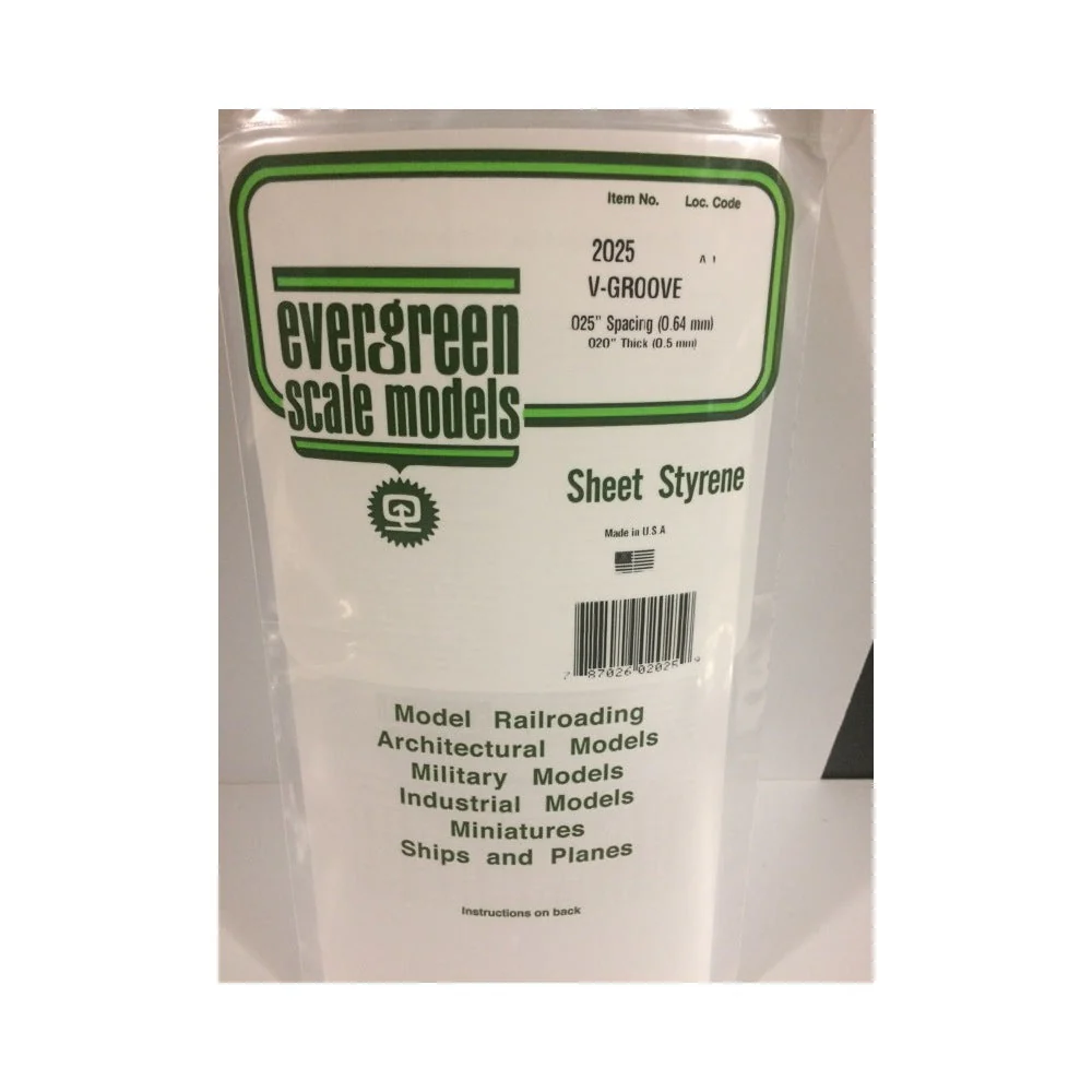 Evergreen 02025 Styrene V-Groove 0.025 x 6 x 12in / 0.64mm x 15cm x 30cm - 1 - Image 3