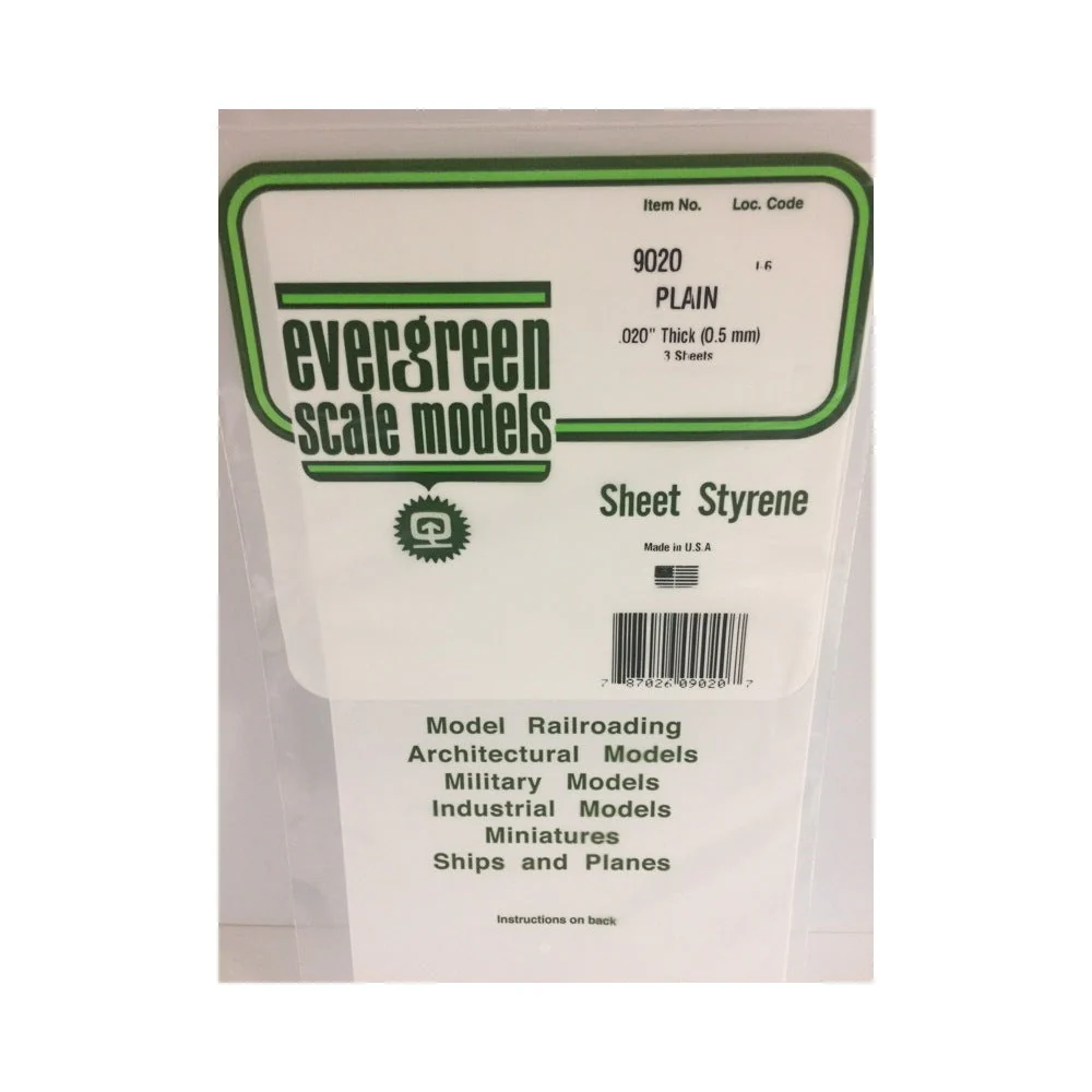 Evergreen 09020 Styrene White Sheets 0.020 x 6 x 12in / 0.51mm x 15cm x 30cm 3pc - Image 2
