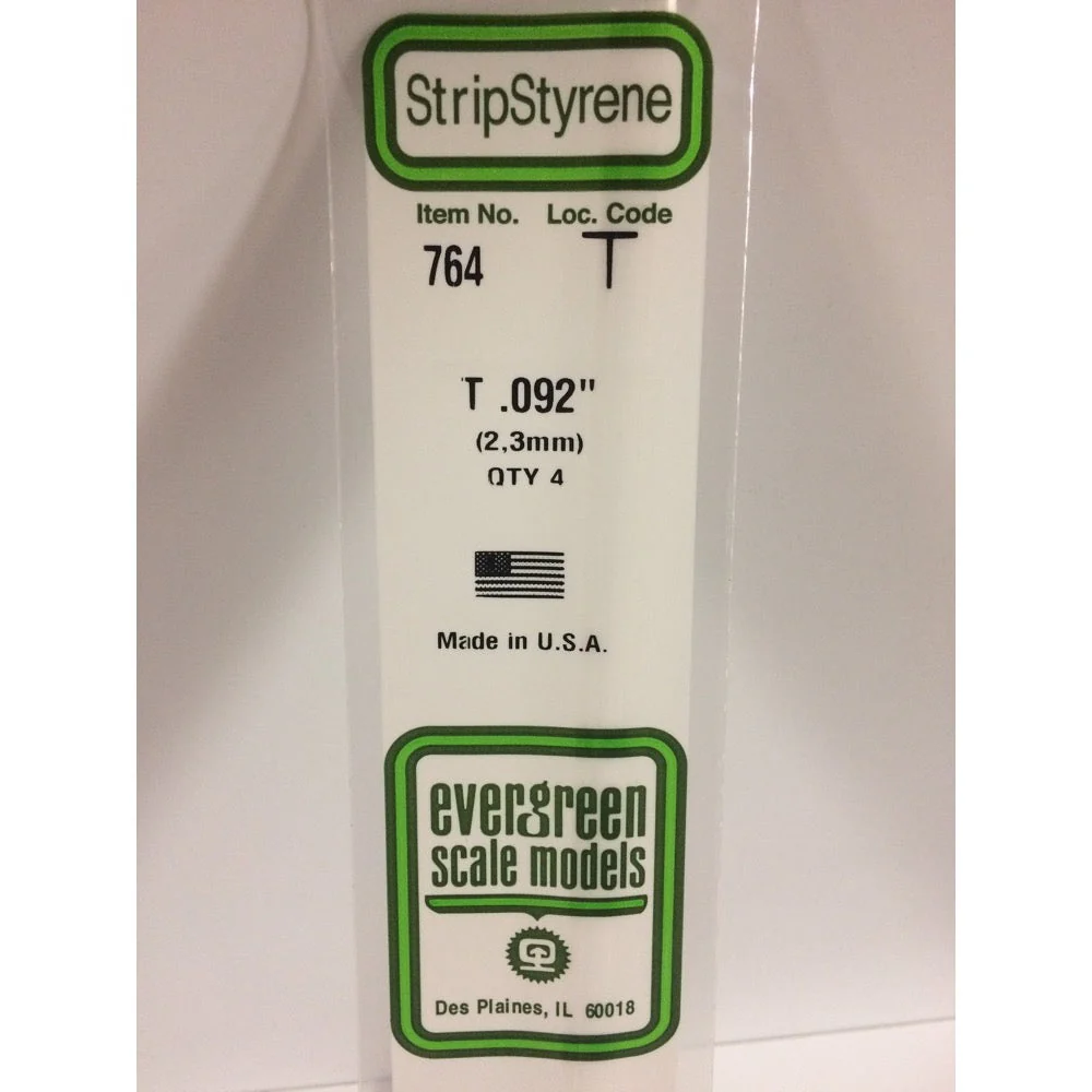 Evergreen 00764 T Profile 0.092 x 0.092 x 14in 0.030 Thick (4)