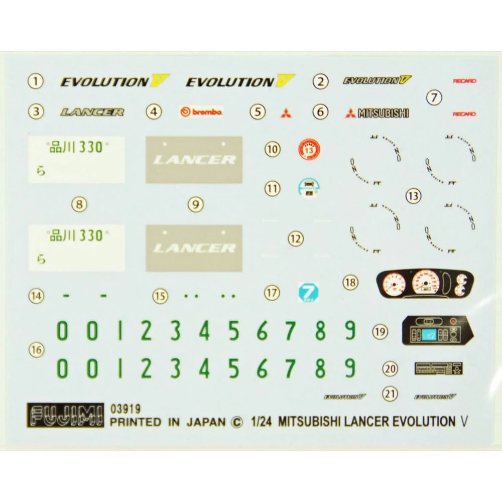 Fujimi 03919 1/24 Mitsubishi Lancer Evolution V GSR With Window Frame Masking ID-100 - Image 3