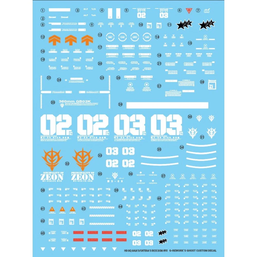 G-Rework CD-H-GQ08 Premium Decal for HG Rick Dom [GQX] - Image 2