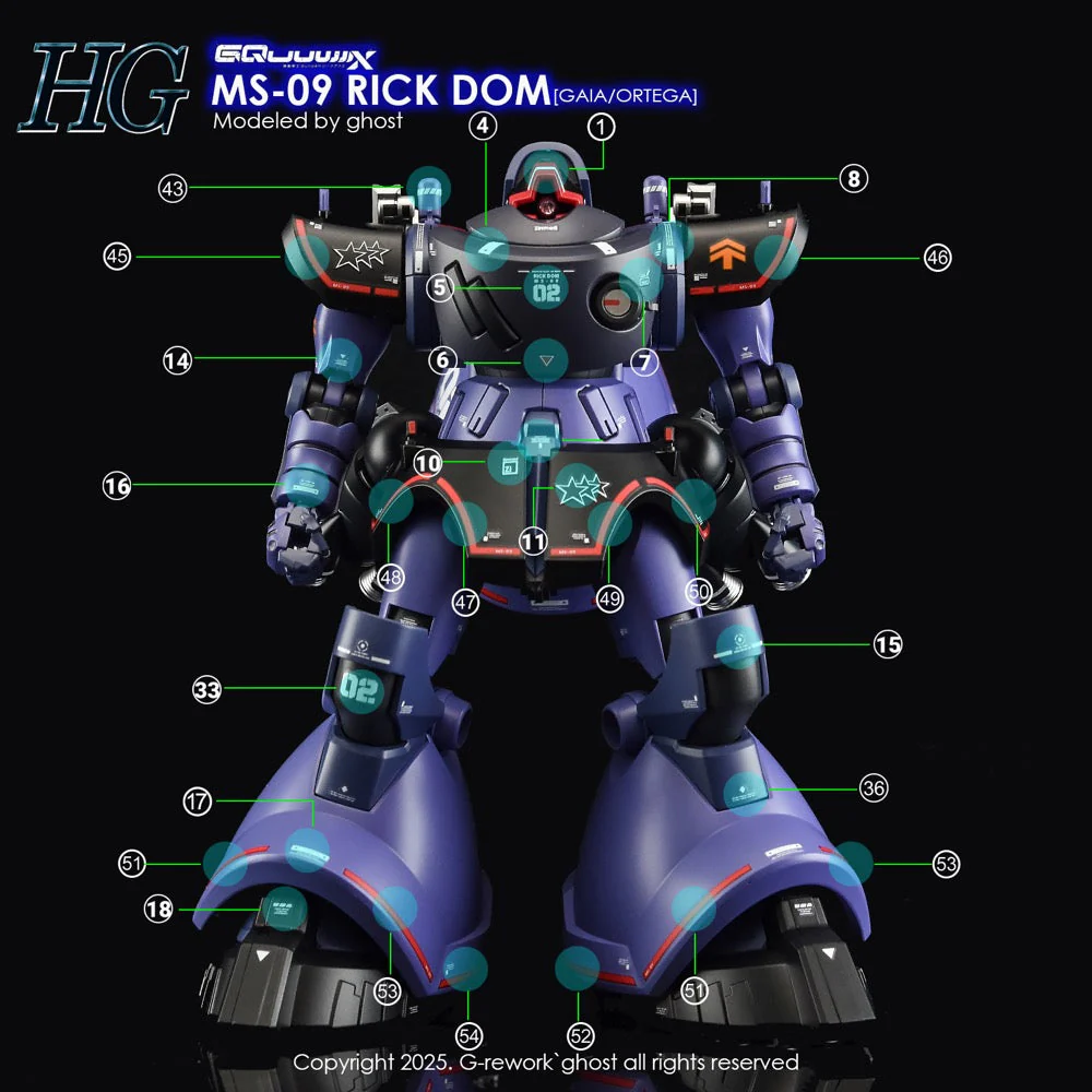 G-Rework CD-H-GQ08 Premium Decal for HG Rick Dom [GQX] - Image 20