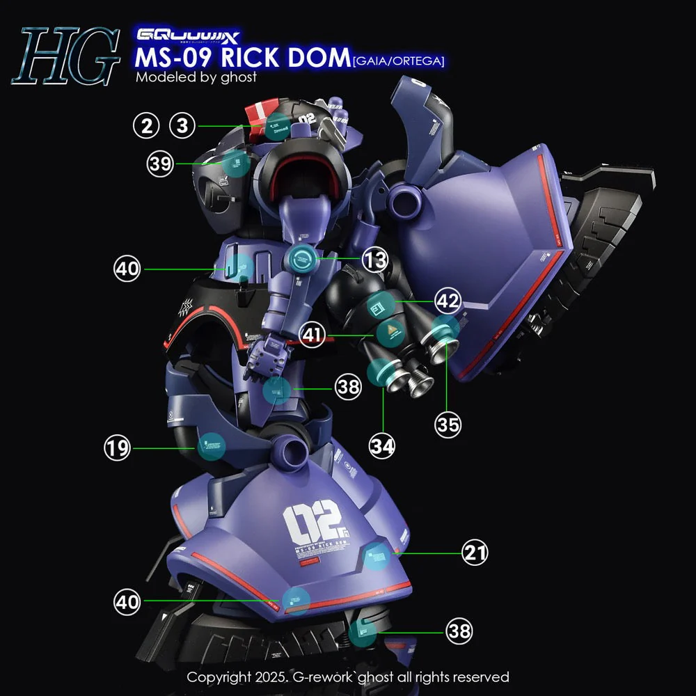 G-Rework CD-H-GQ08 Premium Decal for HG Rick Dom [GQX] - Image 21
