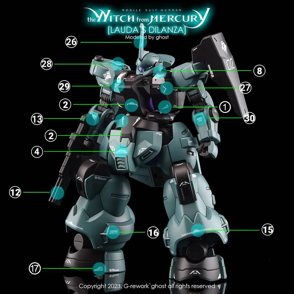 G-Rework CD-H-WM05 Premium Decal for HG Witch From Mercury Dilanza Lauda`S - Image 3