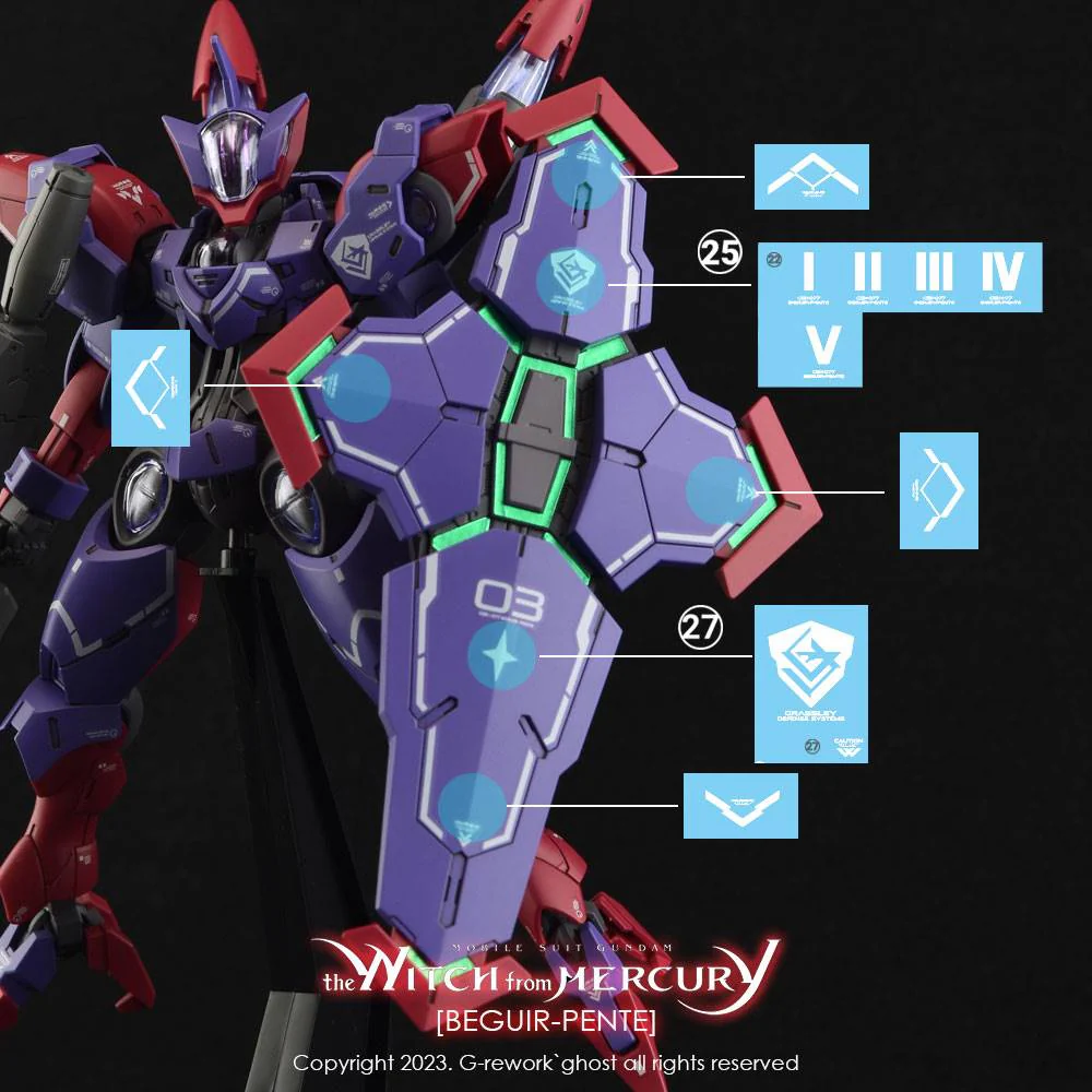 G-Rework CD-H-WM12 Premium Decal for HG The Witch From Mercury Beguir-Pente (Decal V2.0) - Image 14