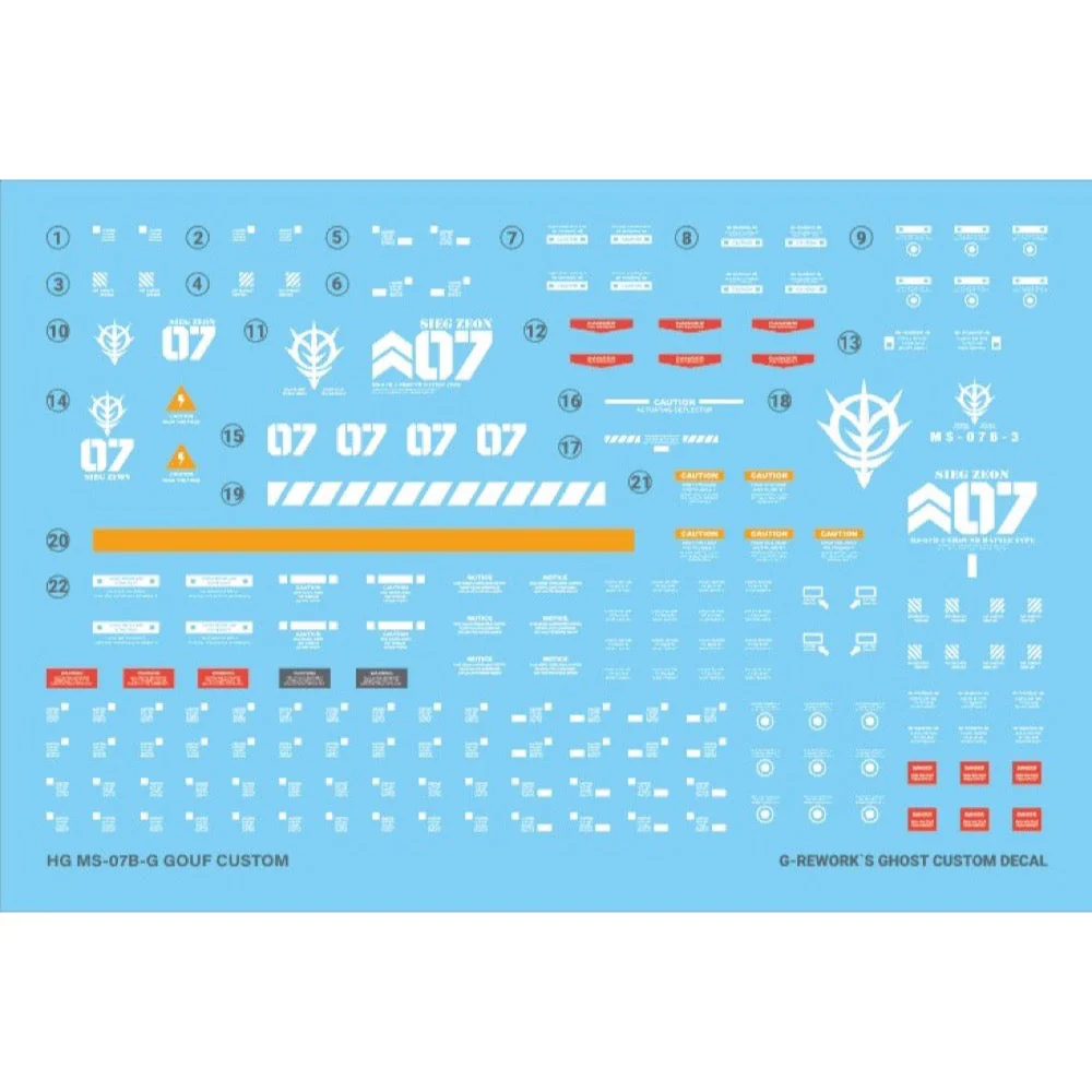 G-Rework CD-H117 Premium Decal for HG Ms-07B Gouf Custom