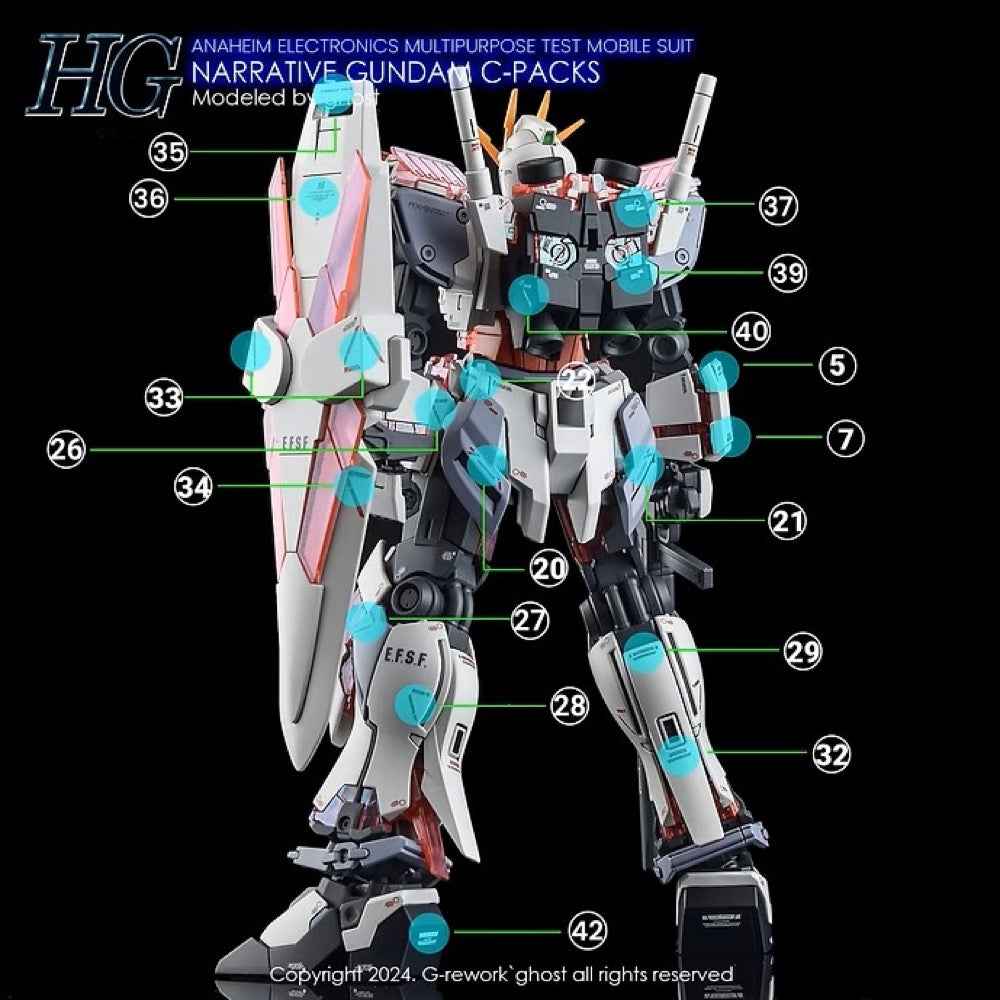 G-Rework CD-H222 Premium Decal for HG RX-9/C Narrative Gundam C-Pack - Image 6