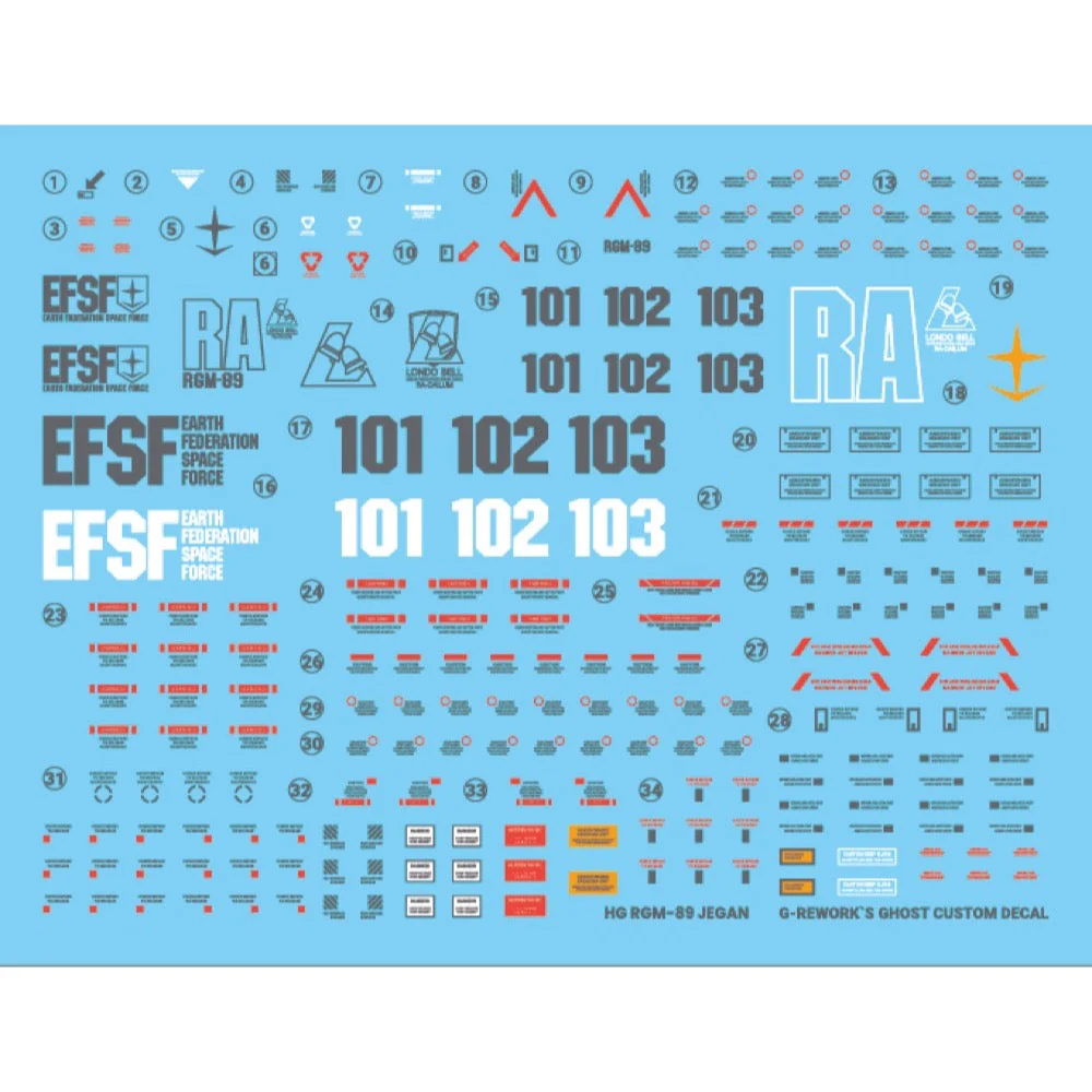G-Rework CD-H97 Premium Decal for HG RGm-89 Jegan