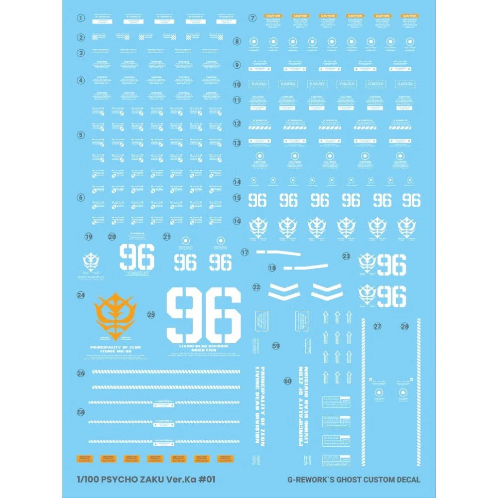 G-Rework CD-M194 Premium Decal for MG Psycho Zaku Thunder Bolt Ver. - Image 2
