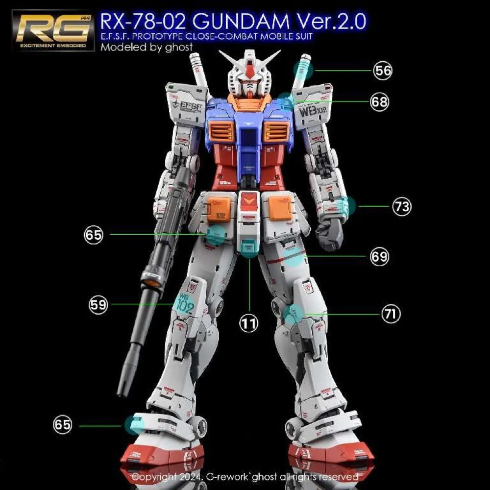 G-Rework CD-RG40 Premium Decal for RG Rx-78-2 Gundam Ver.2.0 - Image 7
