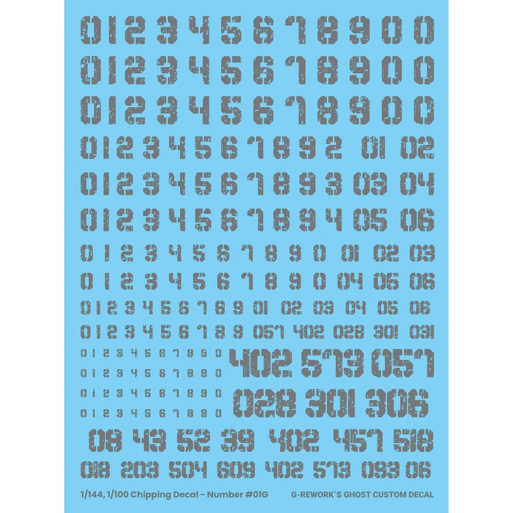 G-Rework CP-N-01-G Premium Decal for Chipping Decal Number 01 Gray