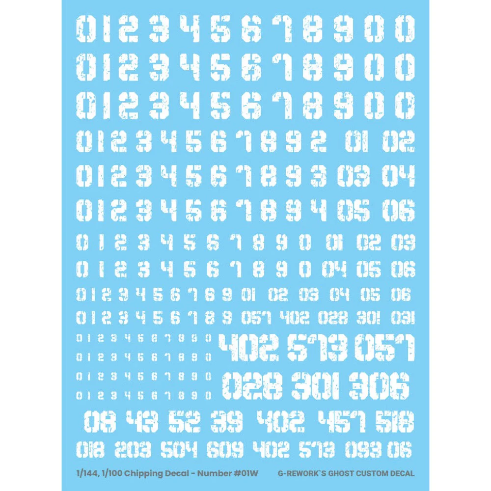 G-Rework CP-N-01-W Premium Decal for Chipping Decal Number 01 White