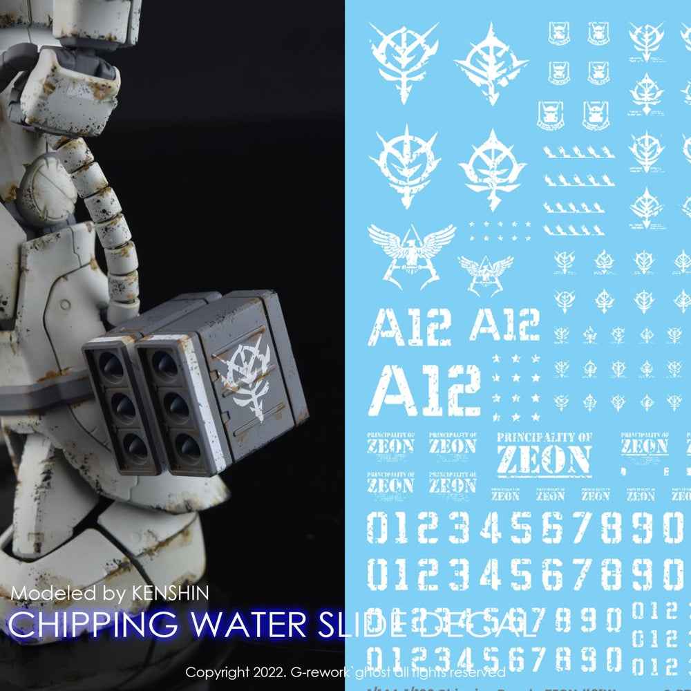 G-Rework CP-Z-01-W Premium Decal for Chipping Decal Zeon 01 White - Image 2