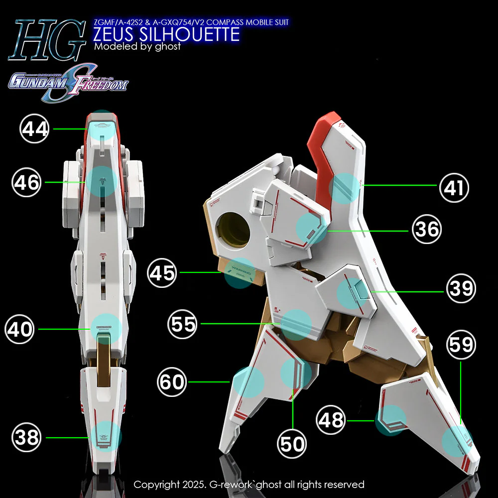 G-Rework CD-H258 Premium Decal for HG Zeus Silhouette - Image 27