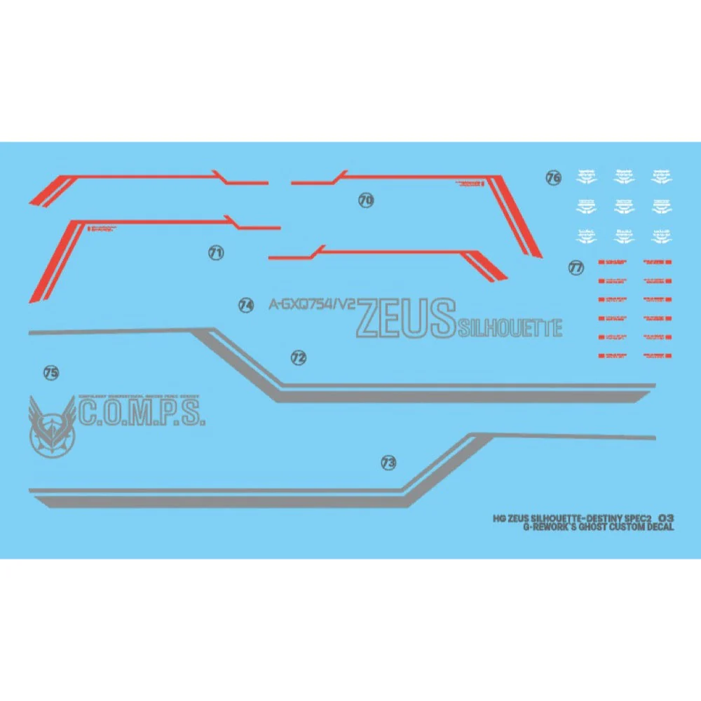 G-Rework CD-H258 Premium Decal for HG Zeus Silhouette - Image 4