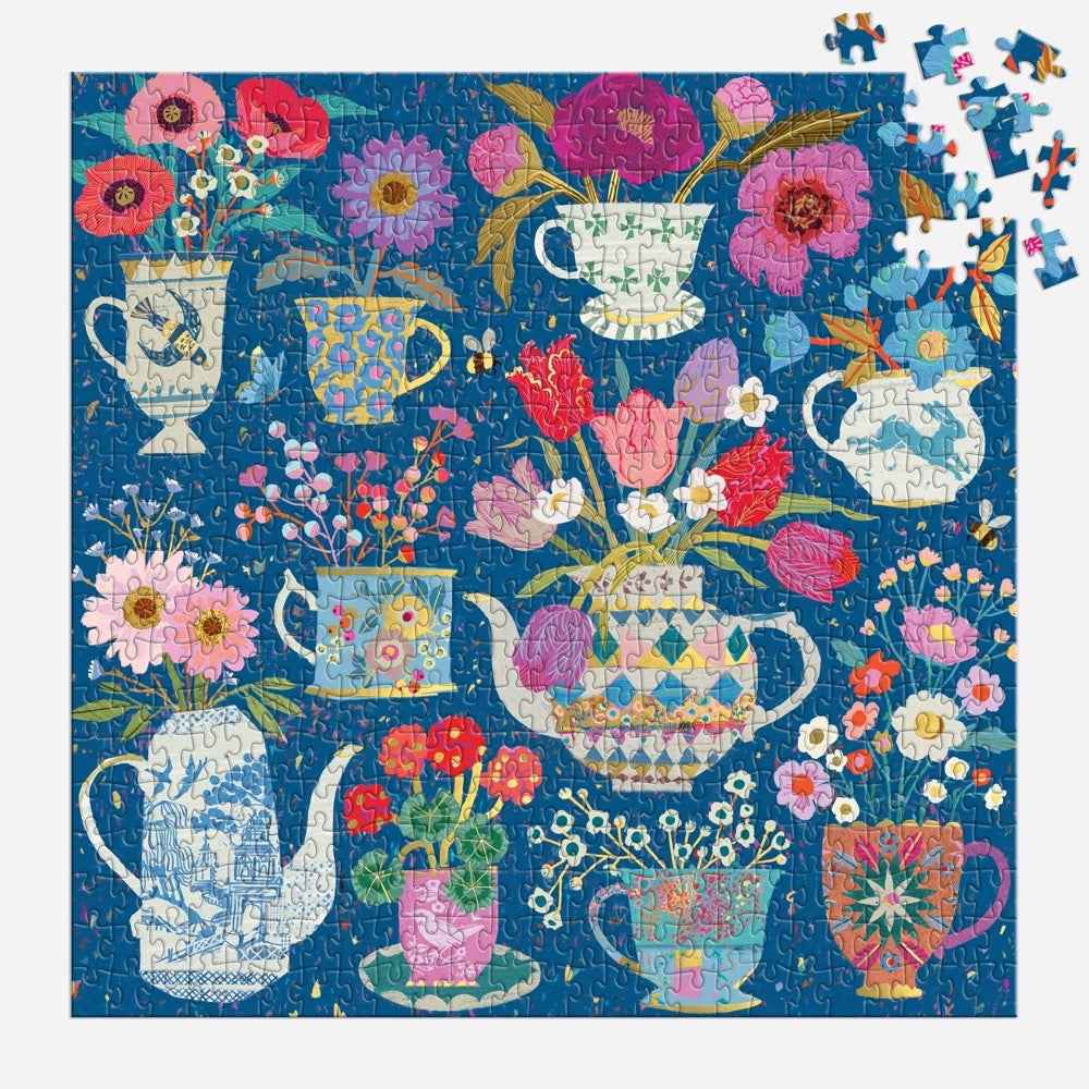 Galison Victoria Ball Potted Teacups Foil 500pc Jigsaw Puzzle - Image 4