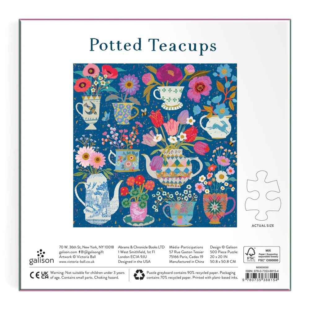 Galison Victoria Ball Potted Teacups Foil 500pc Jigsaw Puzzle - Image 6