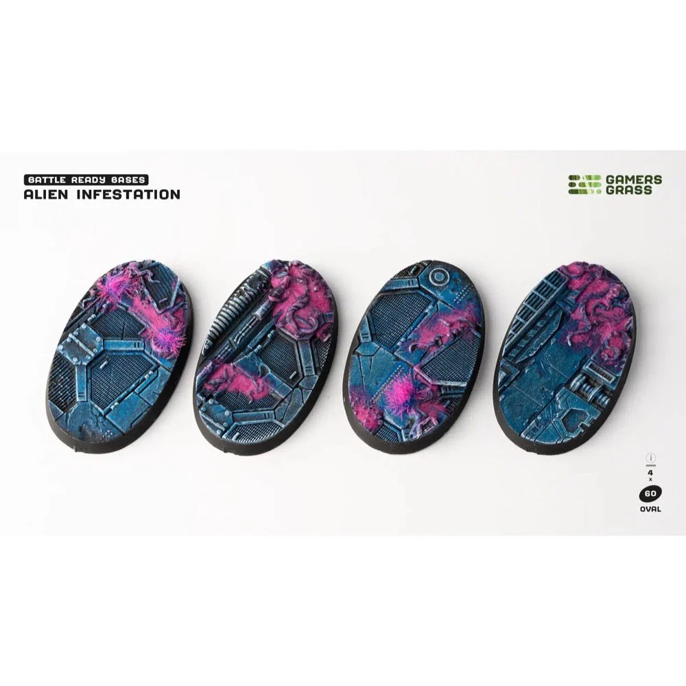 Gamers Grass GGB-AIO60 Alien Infestation Bases Oval 60mm 4pc