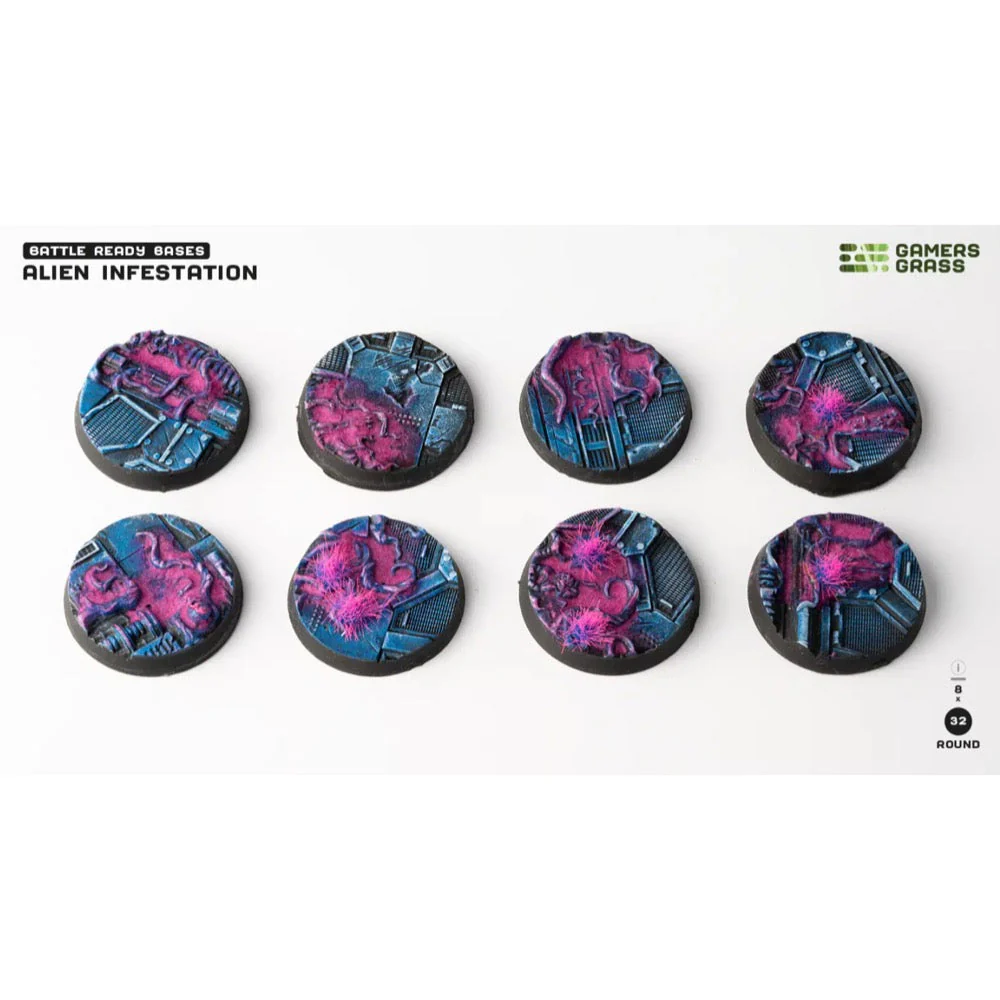 Gamers Grass GGB-AIR32 Alien Infestation Bases Round 32mm 8pc - Image 2