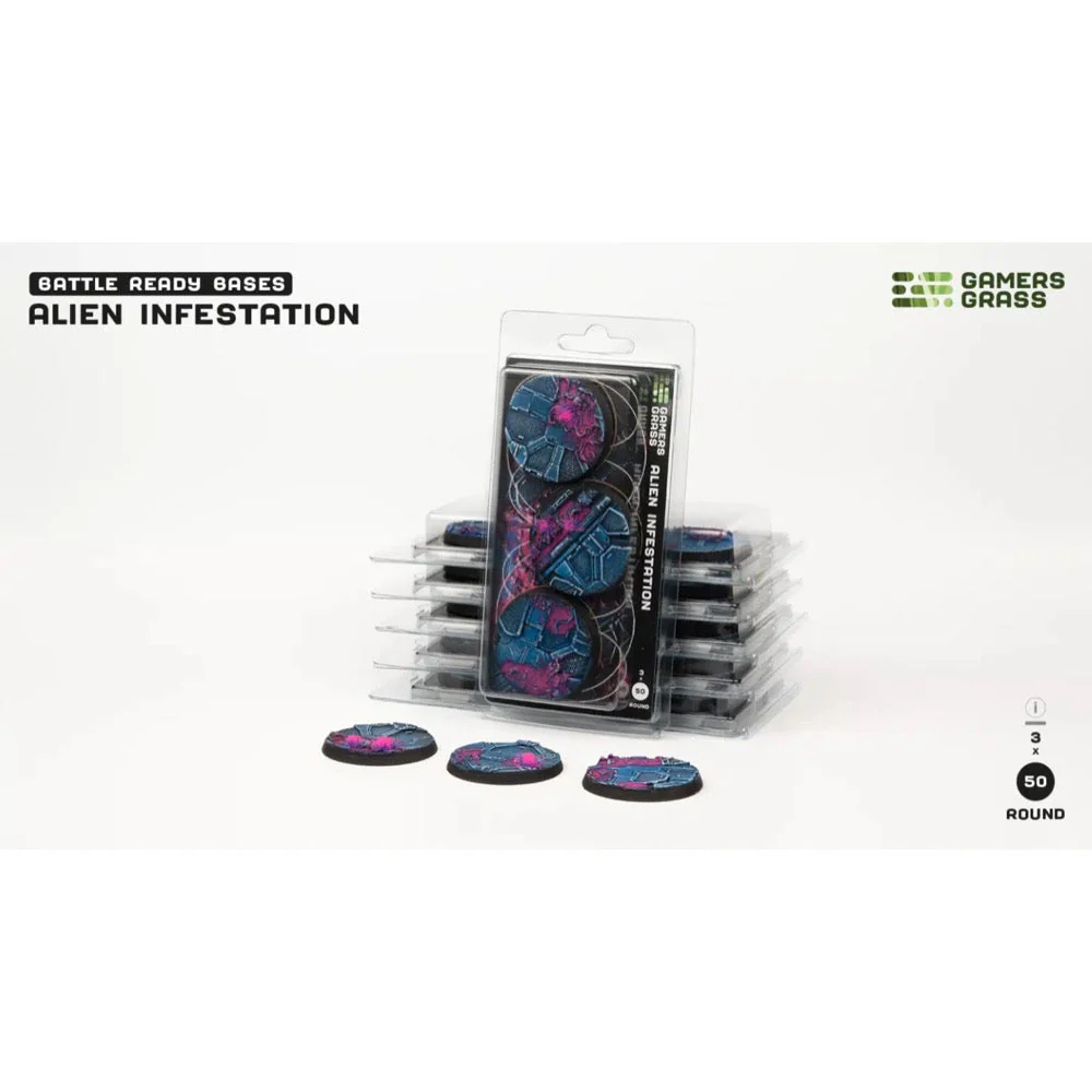 Gamers Grass GGB-AIR50 Alien Infestation Bases Round 50mm 3pc