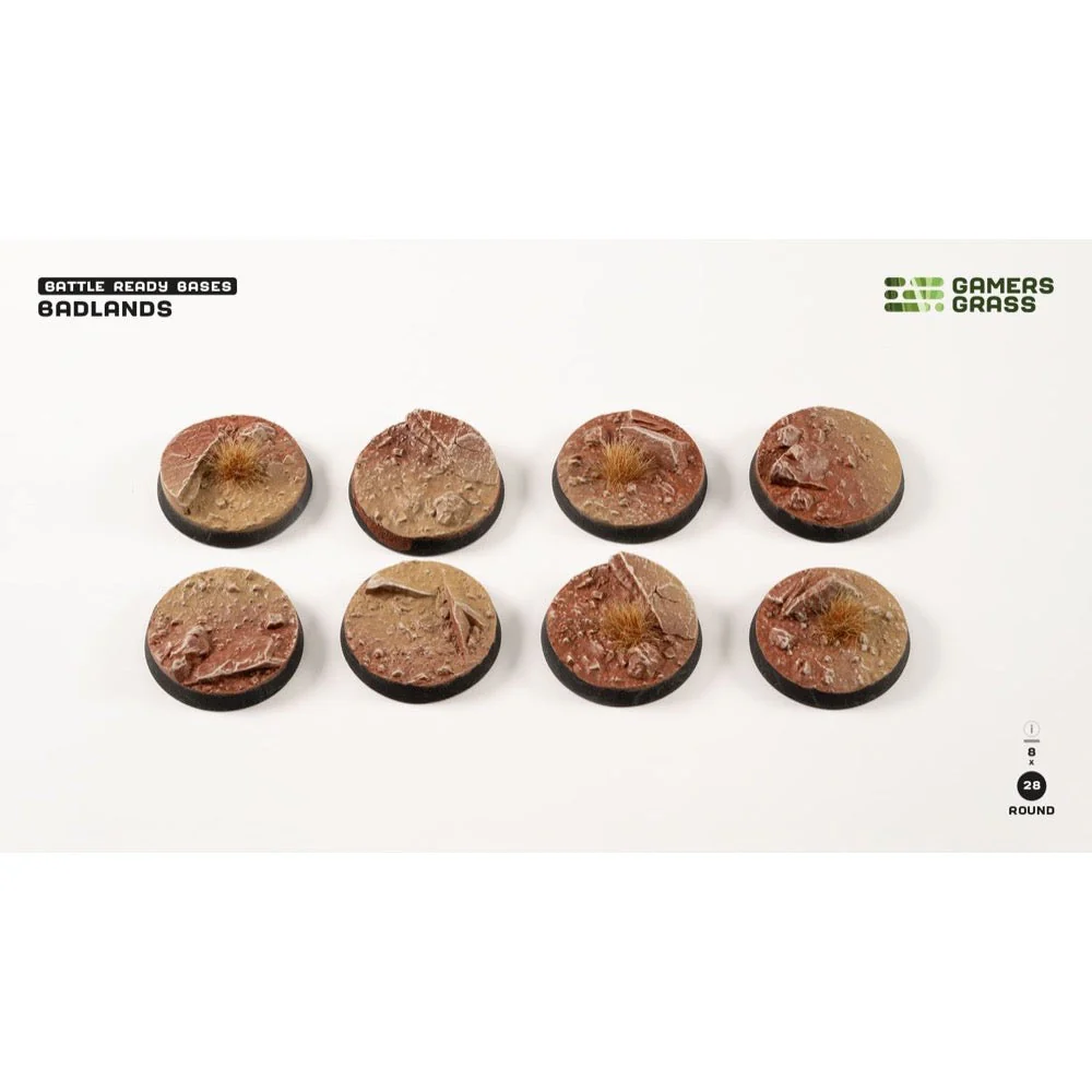 Gamers Grass GGB-BLR28 Badlands Bases Round 28mm 8pc