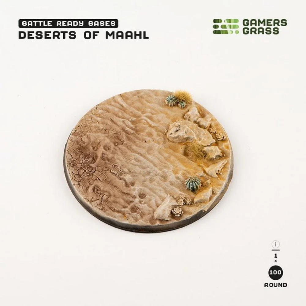Gamers Grass GGB-DR100 Battle Ready Deserts of Maahl Round Bases 100mm 1pc - Image 2