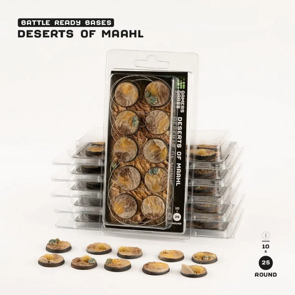 Gamers Grass GGB-DR25 Battle Ready Deserts of Maahl Round Bases 25mm 10pc