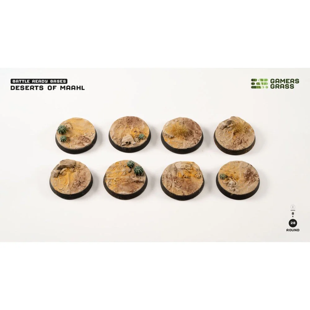 Gamers Grass GGB-DR28 Deserts of Maahl Bases Round 28mm 8pc